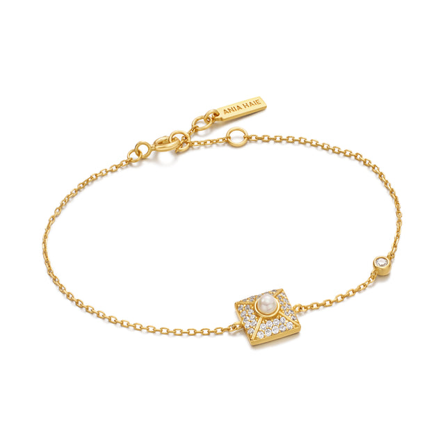 Gold and pearl Modern Muse Pave Bracelet