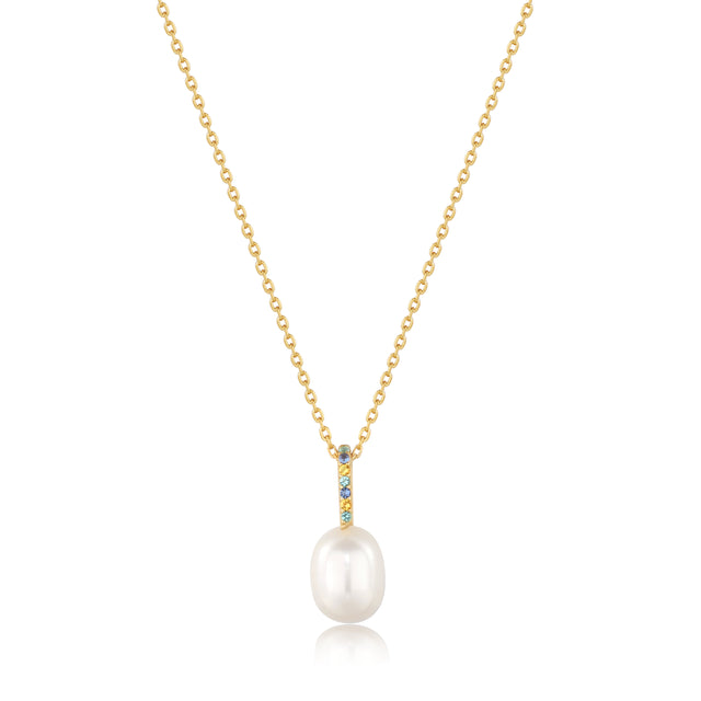 Gold and Pearl Modern Muse Drop  Necklace