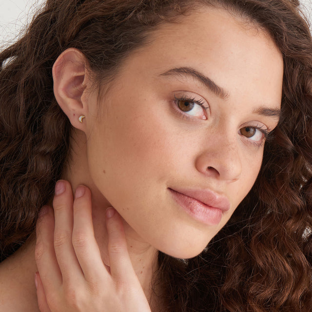 Mother of pearl moon studs gold