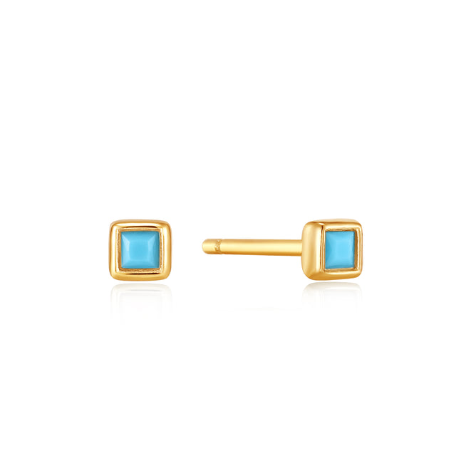 Turquoise stud earrings gold