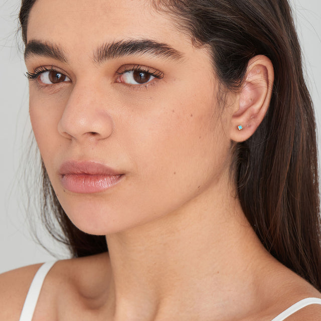 Turquoise stud earrings gold