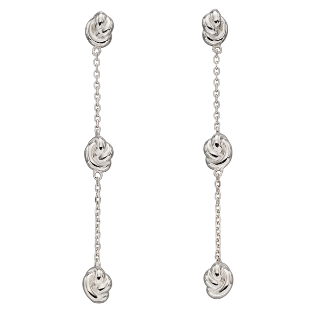 Station knot drop earrings silver