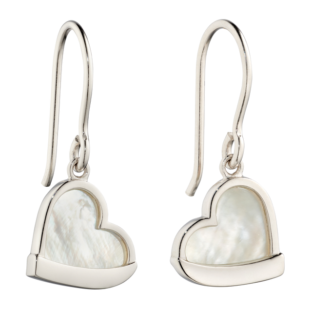 Mother of pearl drop heart earrings