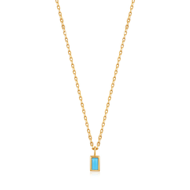 Turquoise drop pendant necklace gold