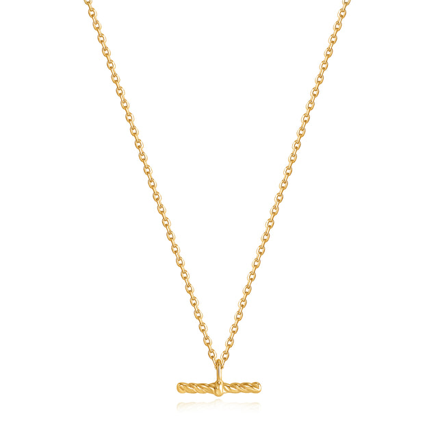 Rope T bar necklace gold