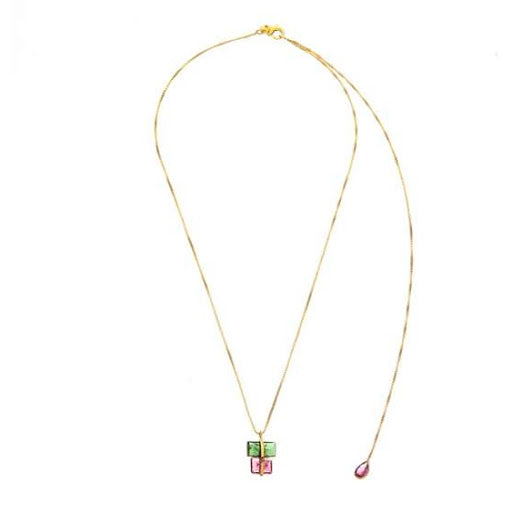 Tourmaline gold parcel necklace