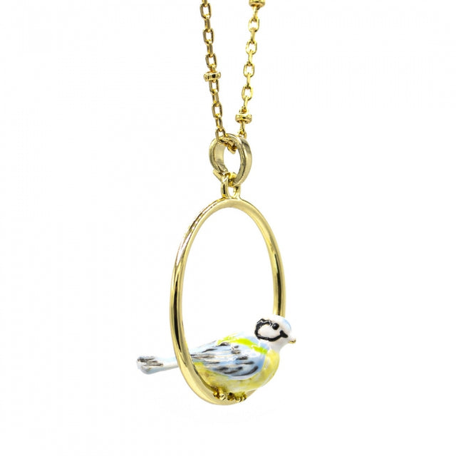Blue Tit Hoop Necklace