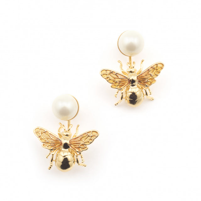 Queen bee pearl drop earrings