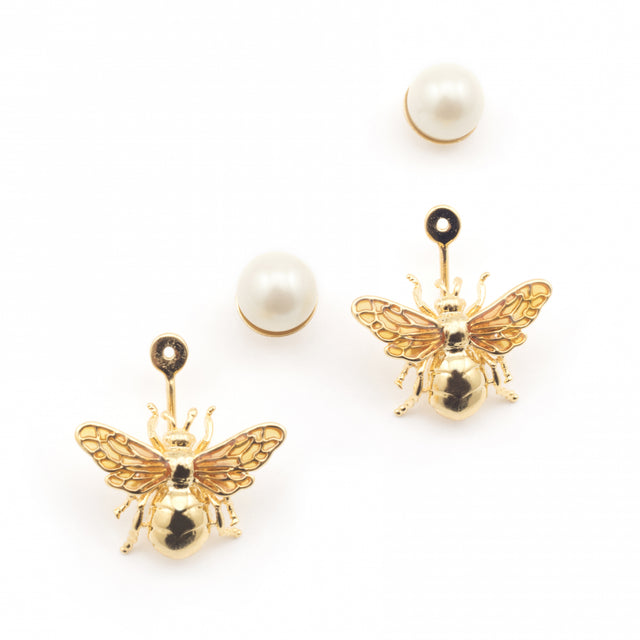Queen bee pearl drop earrings