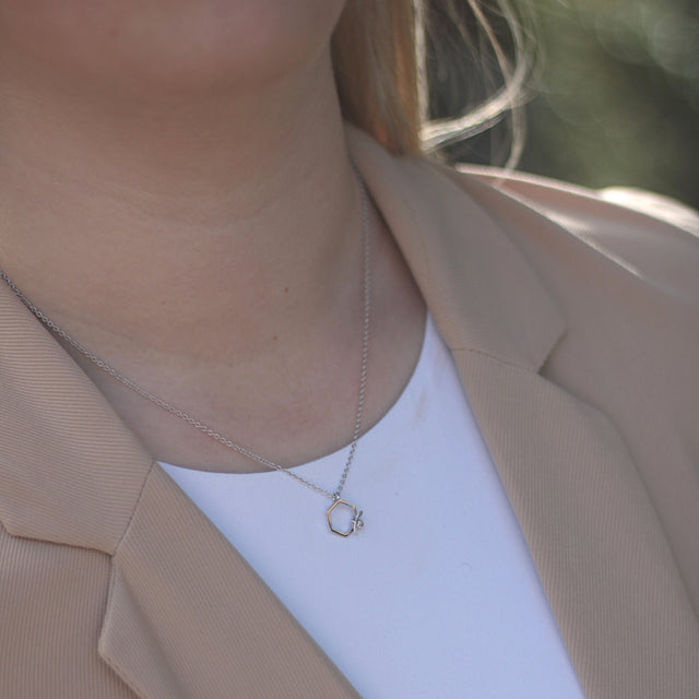 Hexagon Bumble Bee Necklace