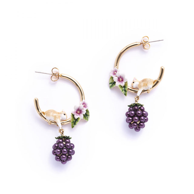 Blackberry and mouse earrings