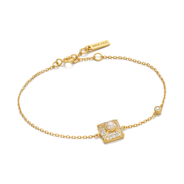 Gold and pearl Modern Muse Pave Bracelet