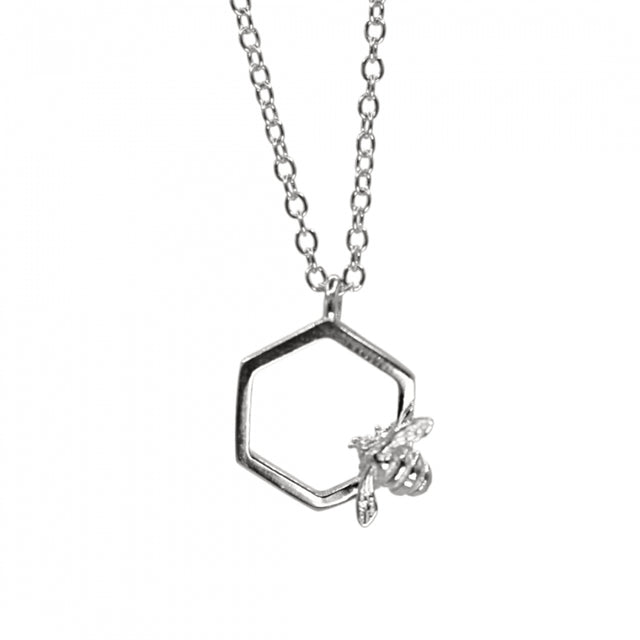 Hexagon Bumble Bee Necklace