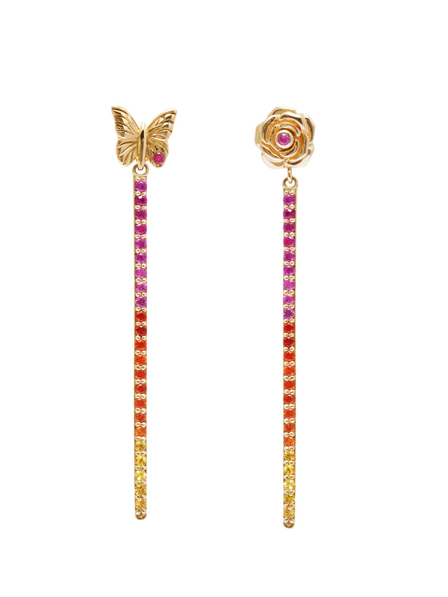 Fine Butterfly and Rose Pave Drop earrings