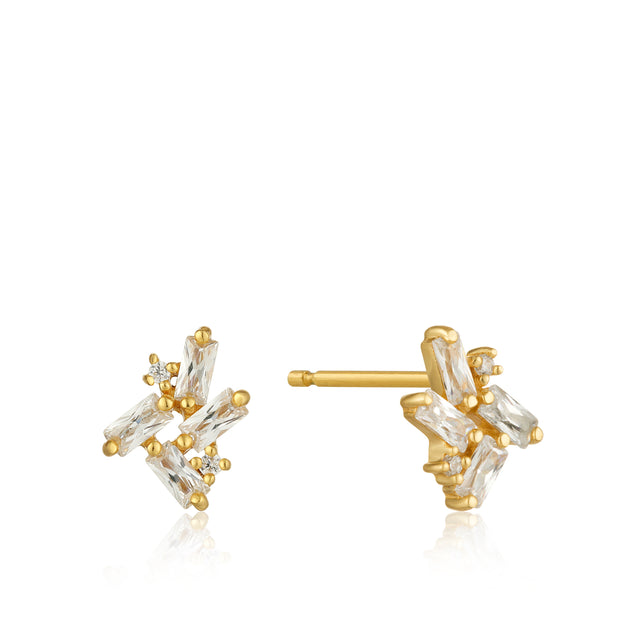 Glow cluster stud earrings gold