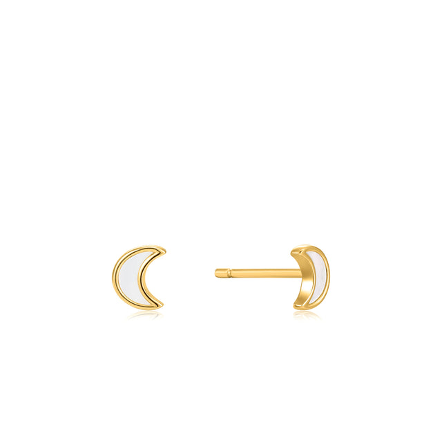 Mother of pearl moon studs gold
