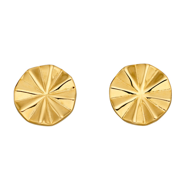 Diamond cut stud earrings gold