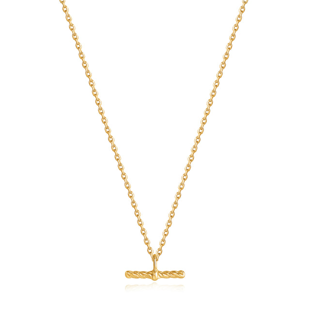 Rope  T bar necklace gold